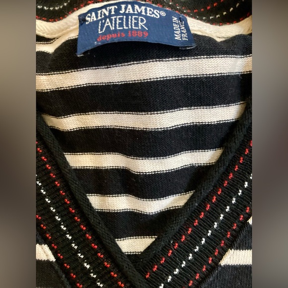 Saint James L’Atelier V-Neck Striped Sweater - Picture 2 of 9